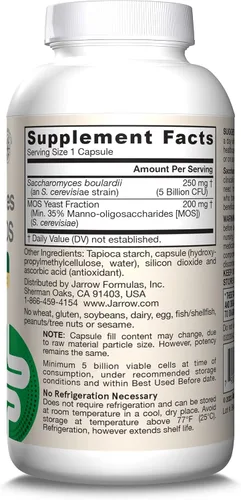 Miniatura 10 de Suplemento de Jarrow Formulas Sacharomyces boulardii y MOS, SAC, individual, 1, 1