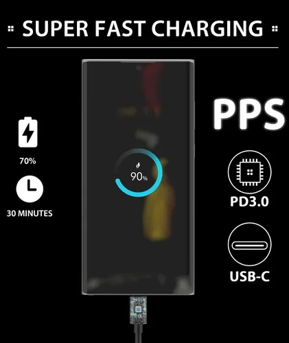 Miniatura 6 de Cargador súper rápido USB C 3.0 de 45 W con carga tipo C, cable trenzado de nailon compatible con cargador Samsung Cable de carga rápida para Galaxy
