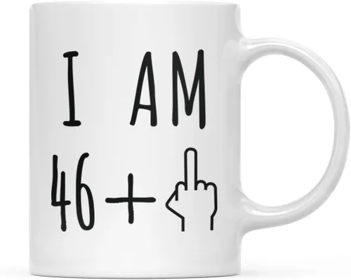 Miniatura 12 de Andaz Press Divertida taza de café de 11 onzas, regalo de broma de cumpleaños, I Am 49 + 1 dedo medio, 1 paquete, ideas de regalo de cumpleaños 50