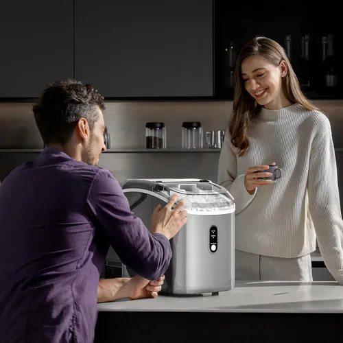 Miniatura 3 de Kismile Nugget - Máquina de hielo para encimera, 35 libras/24 horas, máquina de hielo portátil con hielo triturado, función de autolimpieza