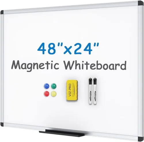 Miniatura 8 de VIZ-PRO Pizarra blanca plegable magnética, 48 x 36 pulgadas, pizarra de borrado en seco para montaje en pared para escuela, oficina y hogar
