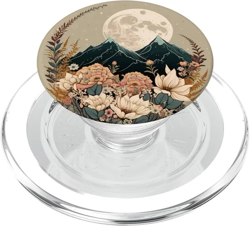 Miniatura 8 de Boho Mountain Moon Phases Floral Aesthetic Chic PopSockets intercambiables PopGrip