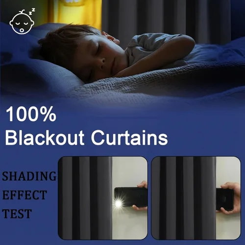 Miniatura 2 de OWENIE Cortinas 100% opacas de 96 pulgadas de largo, 2 paneles para dormitorio, sala de estar, cortinas superiores con aislamiento térmico