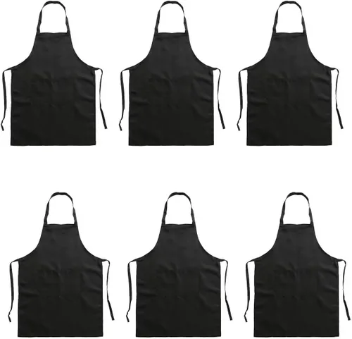 Paquete de 6 delantales de cocina con dos bolsillos, delantales de cocina para hombres y mujeres