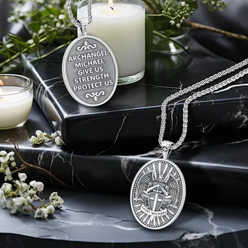 Miniatura 142 de Eusense Saint Necklace Sterling Silver 925 Protection Jewelry for Men Women Patron St Medals Amulet Pendant