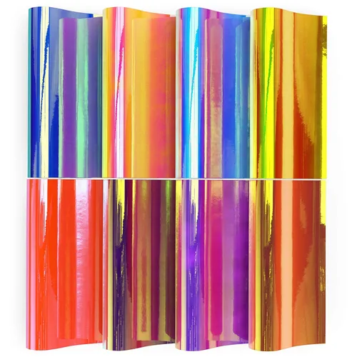 Miniatura 3 de ARTEZA Hojas de vinilo holográficas autoadhesivas, 12 x 12 pulgadas, paquete de 8, ópalo rojo y rosa, fácil de desmalezar y cortar, SAV