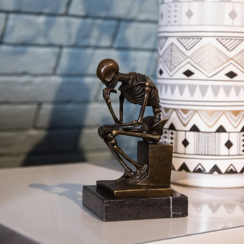 Miniatura 8 de Estatuas de bronce de esqueleto pensador esculturas de Rodin TPE-998 Figuras de metal para decoración del hogar, 10 piezas