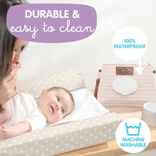 Miniatura 6 de Bumco - Bolsa de mano para pañales – Dispensador de toallitas portátil y soporte para pañales, estuche hermético de viaje para toallitas para bebés