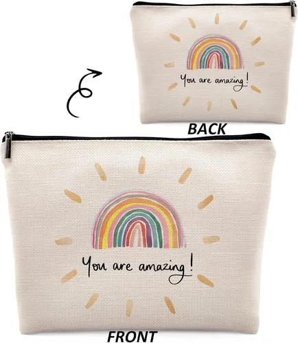 Miniatura 2 de You Are My Sunshine - Bolsa de maquillaje para cosméticos, cita inspiradora, maquillaje de lino para niña, Color-2