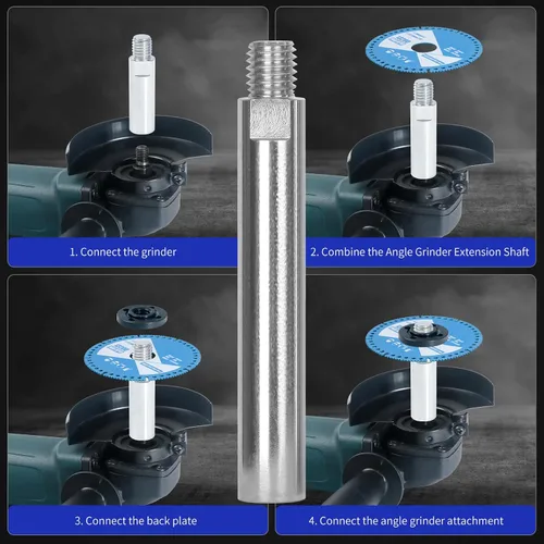 Miniatura 7 de 12 piezas de kit de accesorios para amoladora angular con tuercas de brida, varilla de conexión de eje extendido para amoladora angular con rosca