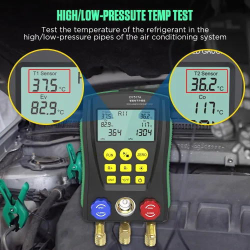 Miniatura 5 de Calibradores HVAC Juego de medidor de colector digital presión y temperatura dual prueba 89 calibradores de refrigerante R22 R134A R410A kit