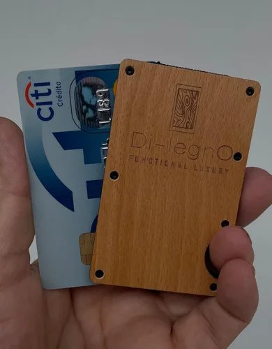 Miniatura 4 de Billetera delgada de madera recicladatarjetero con clip para dinero, bloqueo RFID, Madera de cerezo, Madera
