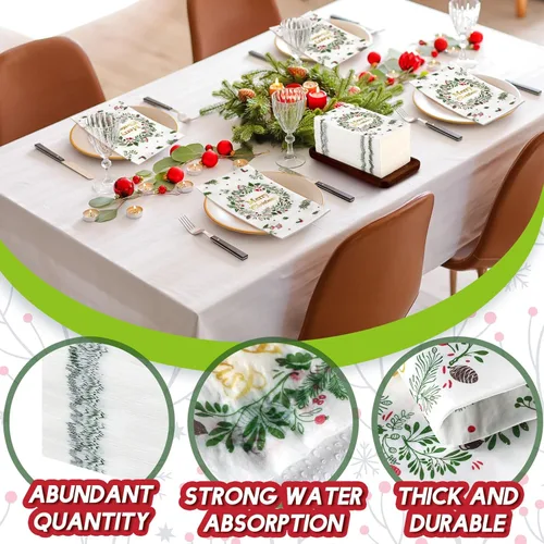 Miniatura 3 de Karenhi 200 Piezas Servilletas de Invitados Feliz Navidad Bayas de Acebo Toallas de Mano Desechables para Baño 2 Capas Servilleta Decorativa