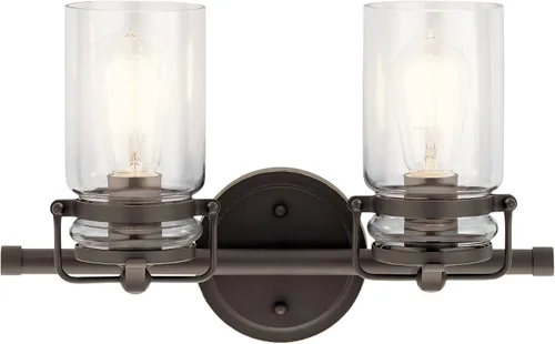 Miniatura 18 de Lámpara de pared Brinley de Kichler, para 1 foco y con pantalla de vidrio transparente, 45576OZ, 100watts, 120 volts Bronce antiguo