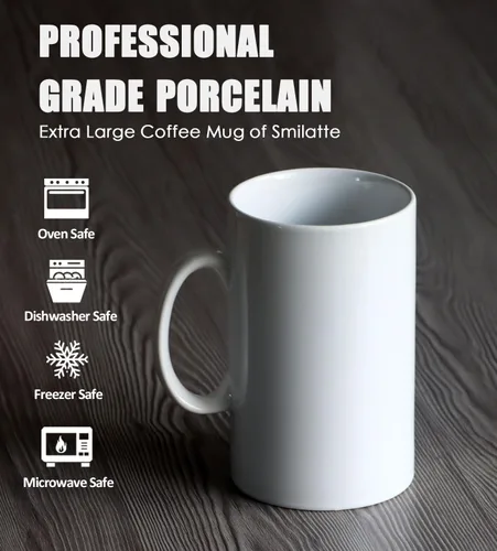 Miniatura 3 de Taza de café de cerámica extra grande de 28 onzas, M018, taza clásica de porcelana con asa para oficina y hogar, Boss Super grande, color negro