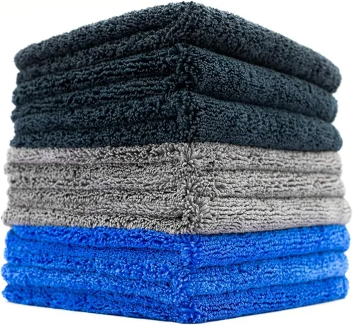 (9 paquetes) THE RAG COMPANY 16 pulgadas x 16 in. Toallas para detalles de auto, de microfibra de felpa, doble pila profesional 70/30 mezcla 420