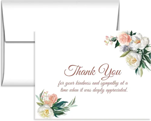Miniatura 5 de Juego de 20 tarjetas de reconocimiento de condolencias de panel plano, notas de agradecimiento funerarias, incluye sobres (color acuarela oscura)