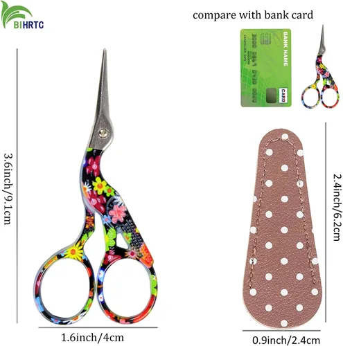 Miniatura 2 de BIHRTC - Tijeras de costura para pájaros de 3.6 pulgadas, tijeras de bordado con estuche, punta afilada de acero inoxidable pequeño para agujas