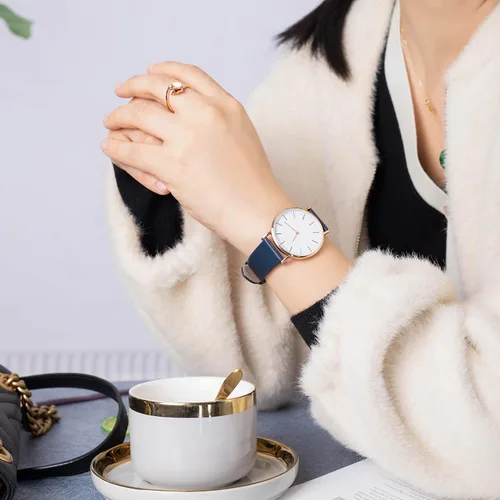 Miniatura 5 de Bandas de reloj de cuero clásico ultra fino para mujer, cada correa de reloj de cuero genuino para mujeres y hombres 0.472pulg., 0.551pulg.