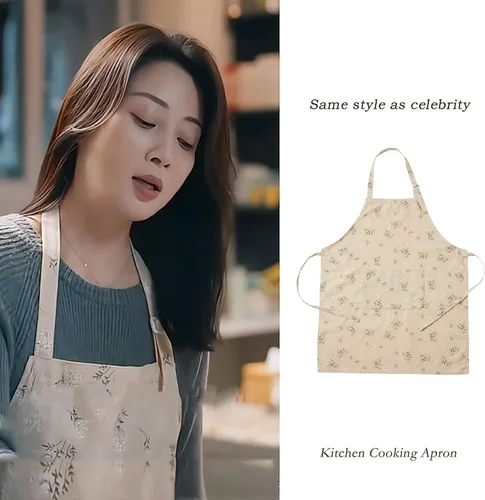 Miniatura 5 de Delantales para mujer con bolsillos, delantal de cocina de lino japonés, ajustable, ligero, transpirable, tela en relieve, para cocinar, hornear