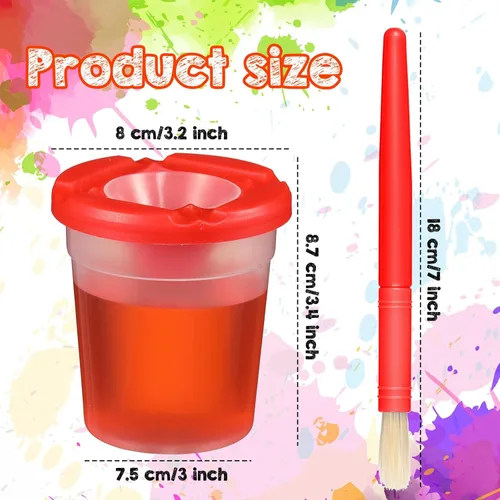 Miniatura 3 de Marspark 40 vasos de pintura antiderrames con tapas para niños, suministros de arte para niños, recipientes de pintura acrílica lavables