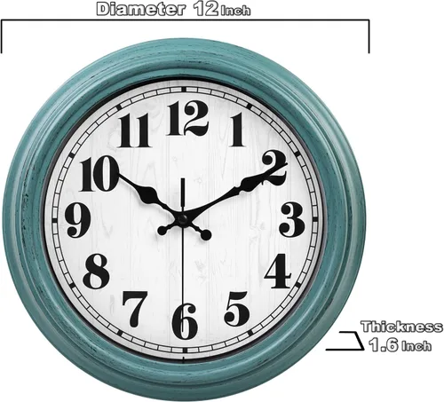 Miniatura 8 de zyzamay Reloj de pared retro de 12 pulgadas, fácil de leer, redondo, clásico, clásico, de cuarzo, funciona con pilas, decorativo para sala de estar
