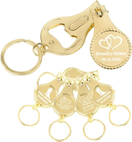 30 unidades de llavero personalizado para abrebotellas doradas, versátiles y duraderos, regalos de fiesta privados personalizados para bodas,