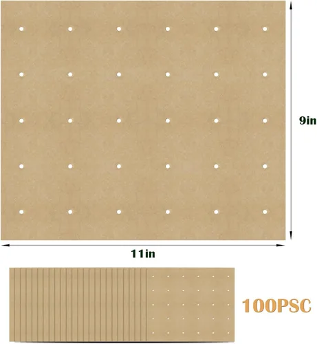Miniatura 2 de 100 piezas de papel pergamino sin blanquear, forros cuadrados perforados para freidora de aire Cuisinart, Breville, Black and Decker, hornos