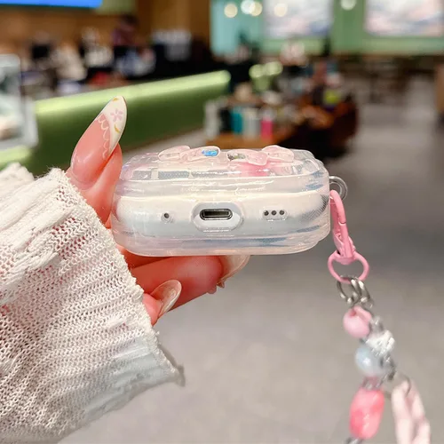 Miniatura 5 de Funda para Airpod Pro 2, bonita mariposa con purpurina 3D con llavero de estrella, funda protectora de TPU transparente compatible con AirPods Pro