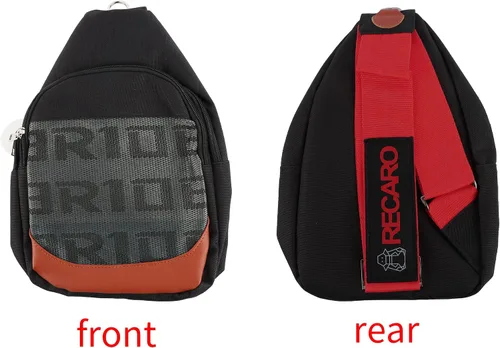 Miniatura 9 de BRIDE - Mochila cruzada de pecho RECARO con hombro rojo, Negro