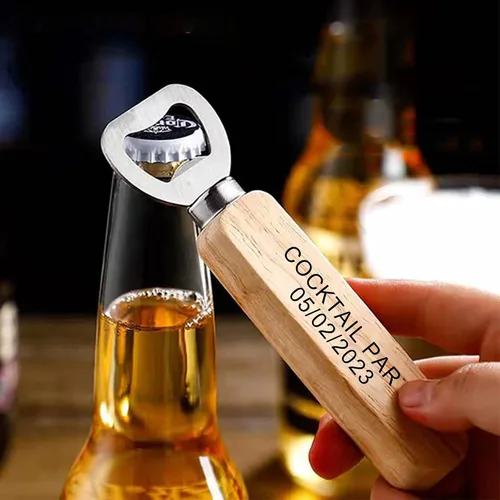 Miniatura 5 de 10 abridores de madera personalizados, abridor de mano de madera personalizado, abridor de botellas de acero inoxidable de madera de camarero