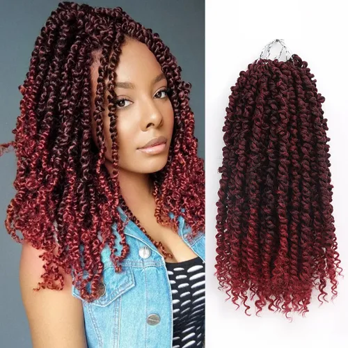 Miniatura 22 de Cabello Passion Twist – 8 pulgadas Passion Twist Crochet Hair para mujer, 8 paquetes de cabello rizado pretrenzado Passion Twists extensiones de 1b