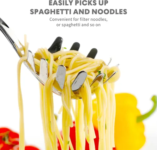 Miniatura 2 de Cabilock Servidor de cuchara de espagueti de acero inoxidable con mango cómodo, práctica cuchara de servir de fideos para albóndigas de pasta y más