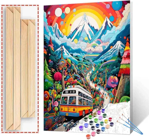 Miniatura 30 de TUMOVO Pintura por números para niñas con flores para adultos, principiantes, mujeres rodeadas de abejas, pintura acrílica por números, pintura