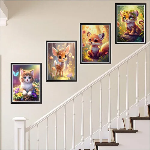 Miniatura 2 de Meothan - Paquete de 4 kits de arte de diamantes para adultos, de animales, cristales redondos, bricolaje para decoración del hogar o regalo de 9.8