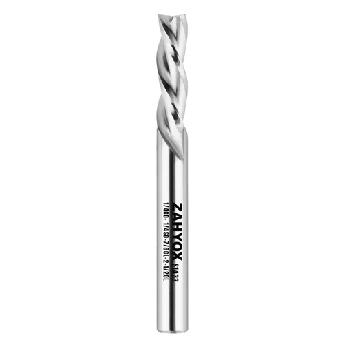 Miniatura 17 de Zahyox Broca de fresadora en espiral de vástago de 1/4 pulgadas, compresión arriba y abajo, carburo sólido, fresadora CNC recta para madera, 1/4