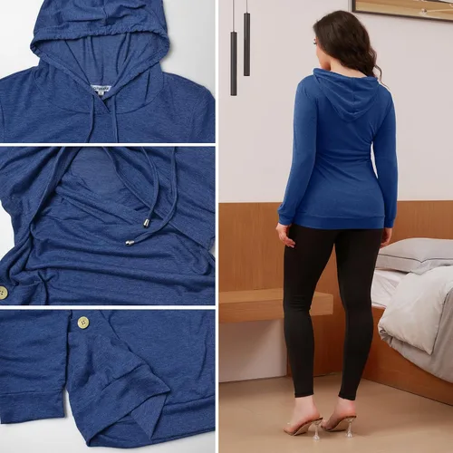 Miniatura 71 de GINKANA Sudadera con capucha para mujer, manga larga, lactancia materna, ropa casual