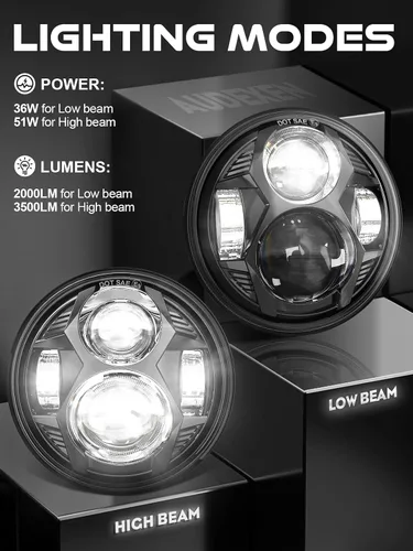 Miniatura 3 de Faro delantero LED redondo de 5.75 pulgadas, 51 W, 5-3/4 pulgadas, compatible con Harley Dyna Sportster Iron 883 Street Rod Street Bob Softail Deuce