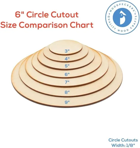 Miniatura 5 de Círculos de madera contrachapada de 6 pulgadas, 1/8 pulgadas de grosor, recortes redondos de madera, paquete de 5 círculos de madera contrachapada