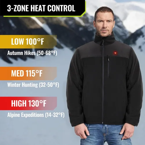 Miniatura 2 de TIDEWE Chaqueta Calefactable Pro para Hombres, Abrigo de Forro Polar con Batería Recargable para Caza (Negro, Camuflaje, Talla S-XXXL)