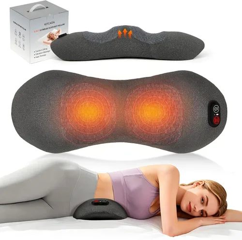 Masajeador de espalda de triple fusión con calor - Dispositivo de alivio del dolor de ciática y descompresión de columna vertebral, masajeador de