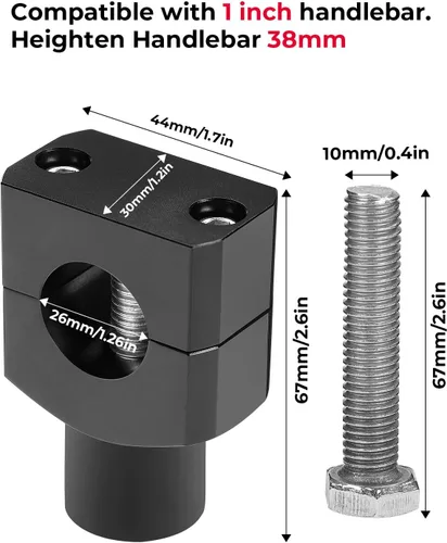 Miniatura 3 de KEMIMOTO Elevadores de manillar de motocicleta de 1 pulgada, elevadores de motocicleta de aleación de aluminio, altura de elevación de 1.5 pulgadas