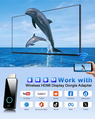 Miniatura 6 de Adaptador Dongle de pantalla inalámbrica actualizado 2026, transmisor portátil 4K HDMI Streaming, AirPlay/Miracast, WiFi de 5 GHz, Plug & Play