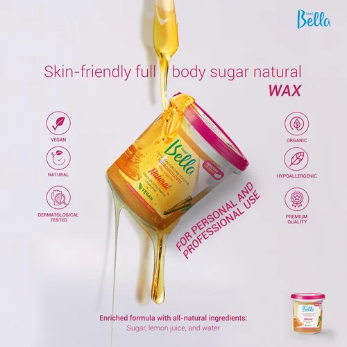 Miniatura 2 de DEPIL BELLA Cera de azúcar brasileña, cera depilatoria para uso personal y profesional, orgánica, natural, vegana, lavable, para todo