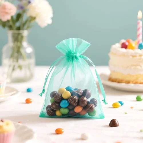 Miniatura 6 de G2PLUS Bolsas de organza con cordón de 4 x 6 pulgadas, 100 bolsas de organza azul aguamarina, bolsas de malla transparente para joyas, bolsa