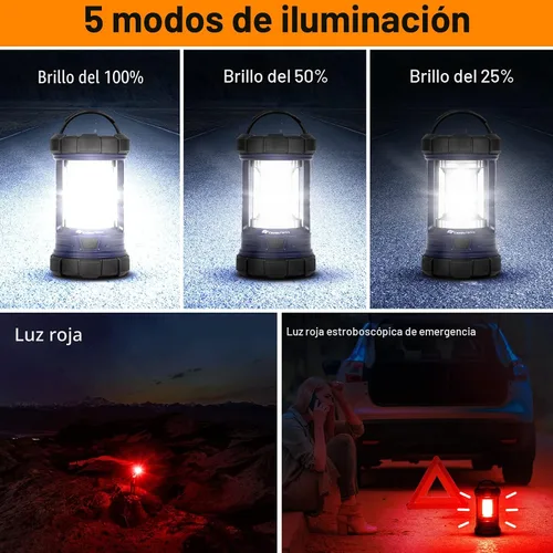 Miniatura 3 de Linterna de camping, linternas LED de 3200 lúmenes para cortes de energía, cargador de teléfono de 4600 mAh y linterna recargable, 5 modos de luz
