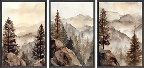 Miniatura 108 de SIGNWIN Lienzo enmarcado para pared, juego de arte de collage de hojas transparentes en blanco y negro, ilustraciones de naturaleza silvestre, arte