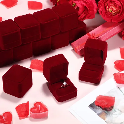 Miniatura 5 de BBTO Caja de terciopelo para anillos de 36 piezas para ceremonia de boda, caja de anillo de compromiso, caja de regalo para anillos de boda, caja