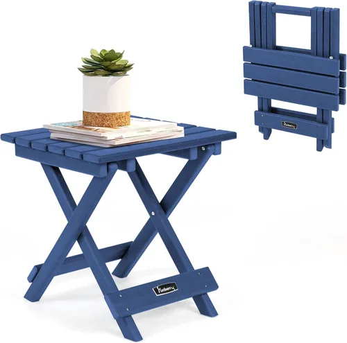 Miniatura 19 de FUNBERRY Mesa auxiliar Adirondack para exteriores, mesas auxiliares de patio de 2 niveles, HDPE para todo tipo de clima para exteriores