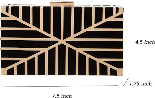 Miniatura 4 de CARIEDO Bolso de noche para mujer, elegante bolso de mano de terciopelo exquisito metal hueco, bolsos de graduación, boda, fiesta